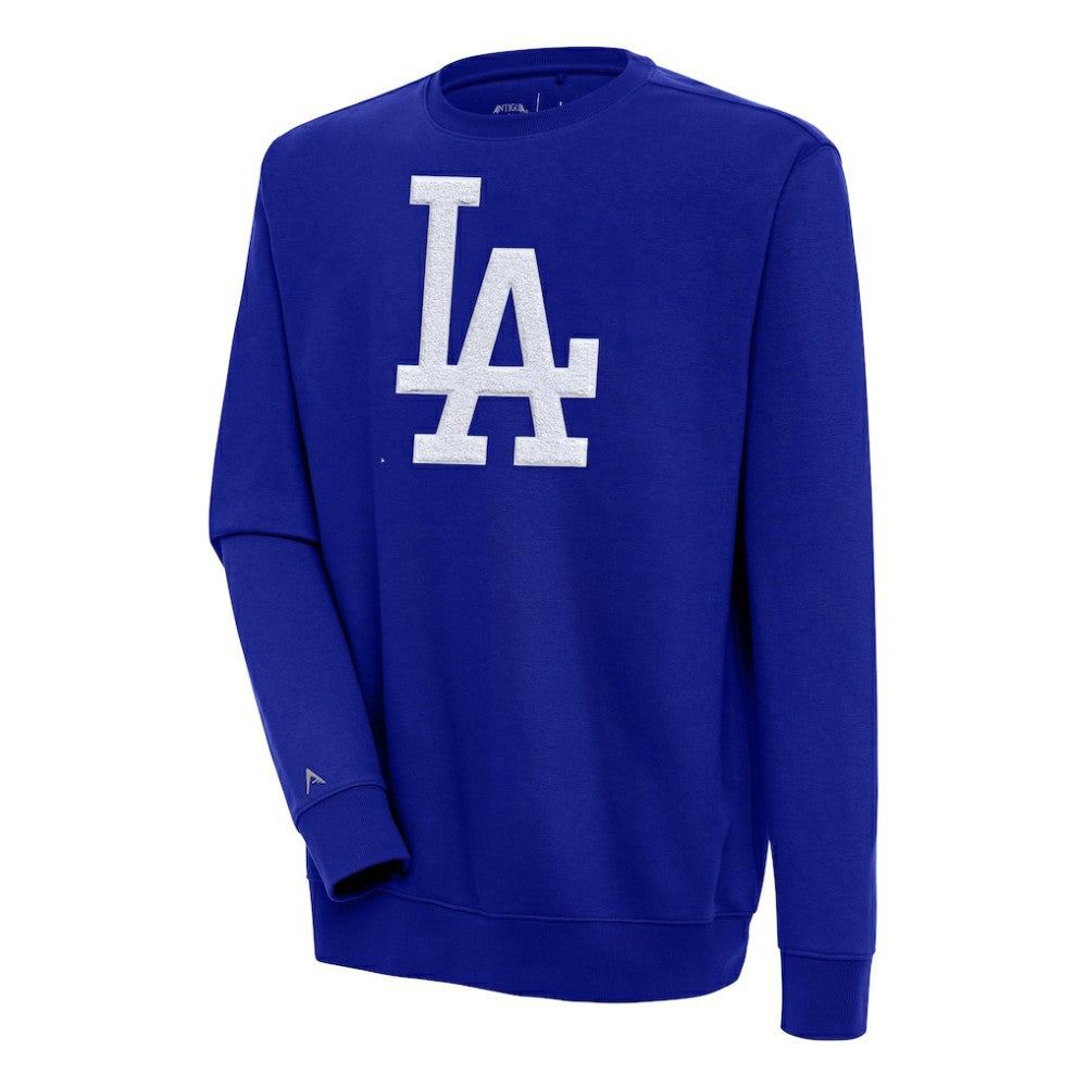 Los Angeles Dodgers Antigua Victory Crewneck Chenille Pullover Sweatshirt - Royal