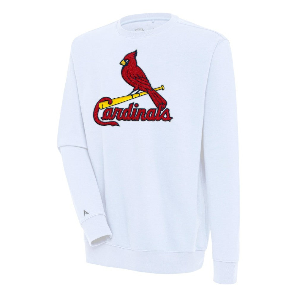 St. Louis Cardinals Antigua Victory Crewneck Chenille Pullover Sweatshirt - White