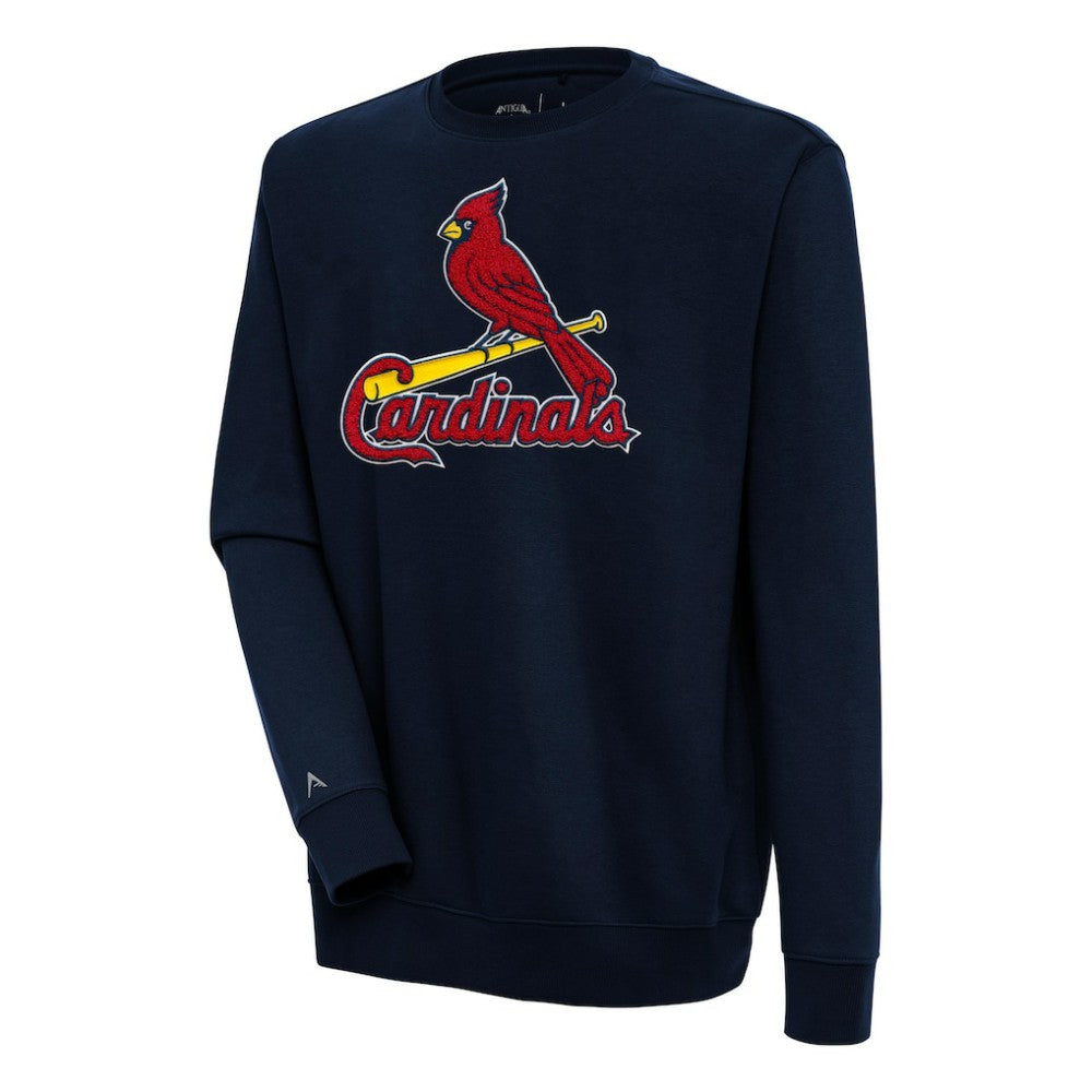 St. Louis Cardinals Antigua Victory Crewneck Chenille Pullover Sweatshirt - Navy