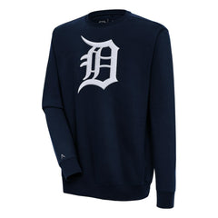 Detroit Tigers Antigua Victory Crewneck Chenille Pullover Sweatshirt - Navy