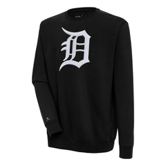 Detroit Tigers Antigua Victory Crewneck Chenille Pullover Sweatshirt - Black