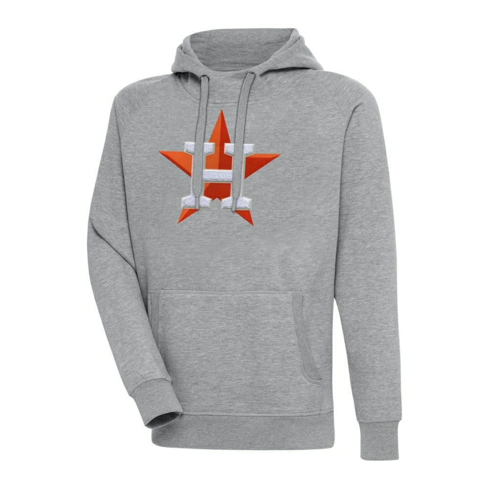 Houston Astros Antigua Victory Chenille Pullover Hoodie - Heather Gray