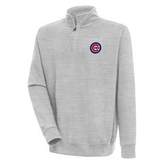 Chicago Cubs Antigua Victory Quarter-Zip Pullover Top - Heather Gray