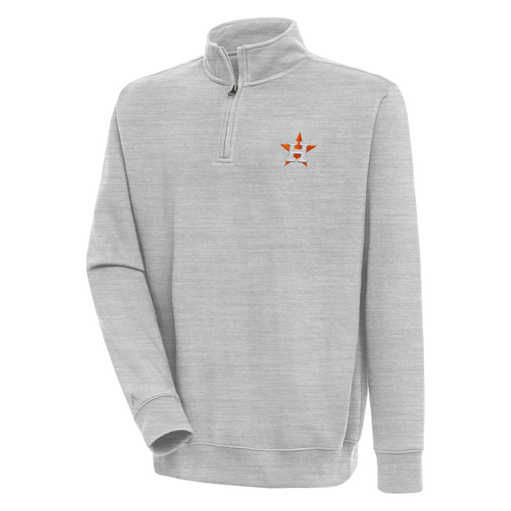 Houston Astros Antigua Victory Quarter-Zip Pullover Top - Heather Gray