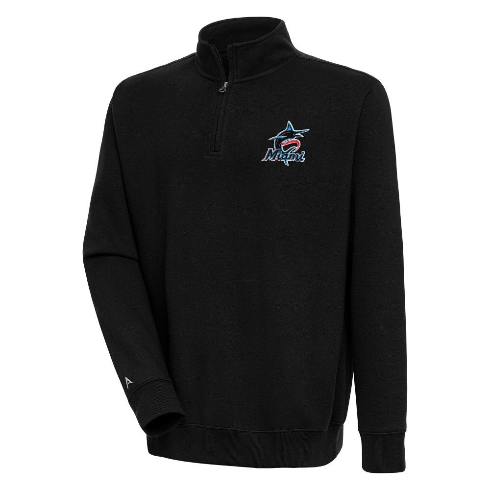 Miami Marlins Antigua Victory Quarter-Zip Pullover Top - Black