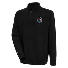 Miami Marlins Antigua Victory Quarter-Zip Pullover Top - Black