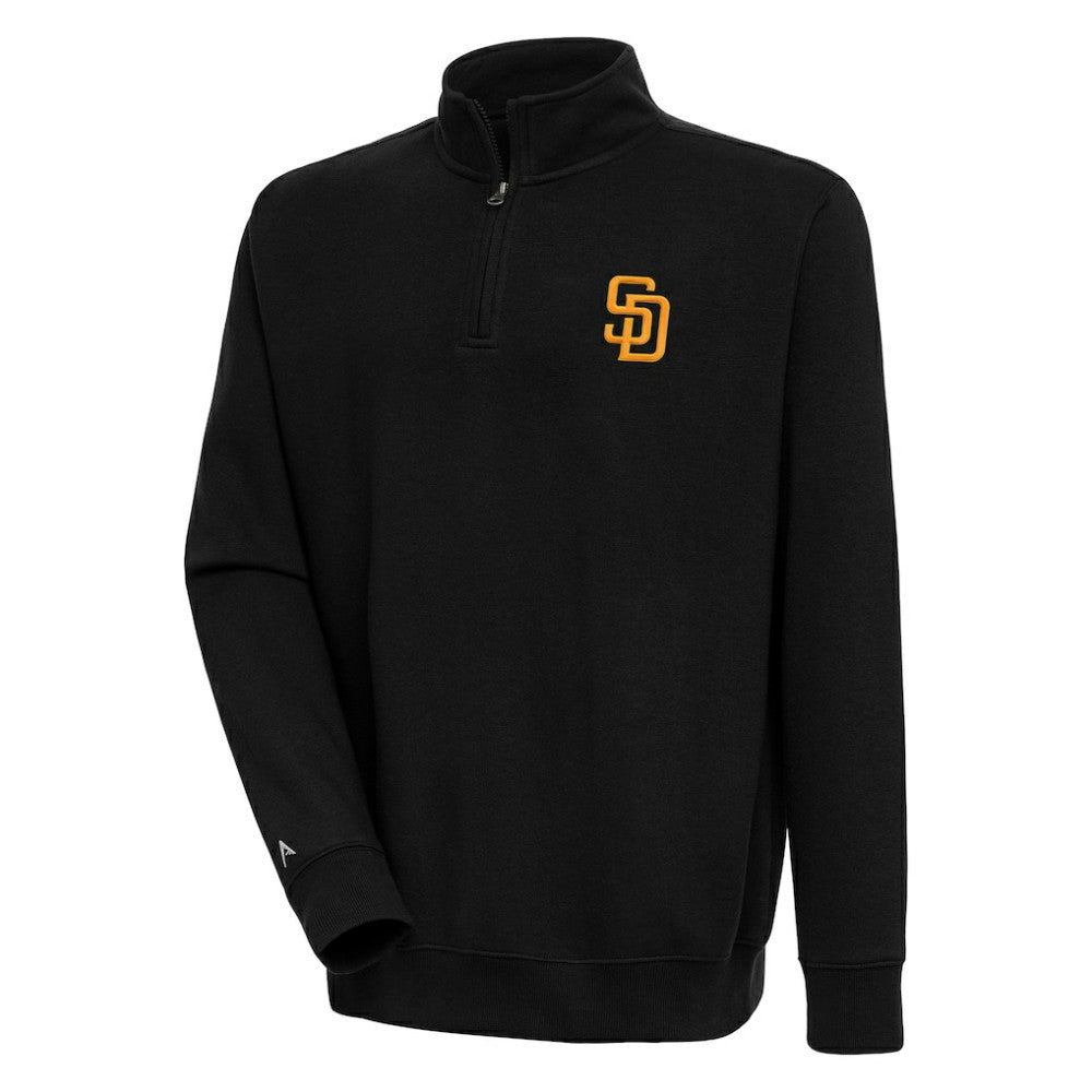San Diego Padres Antigua Victory Quarter-Zip Pullover Top - Black