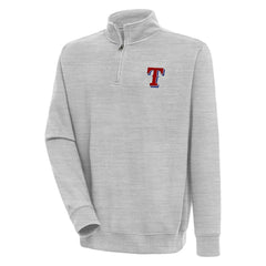 Texas Rangers Antigua Victory Quarter-Zip Pullover Top - Heather Gray