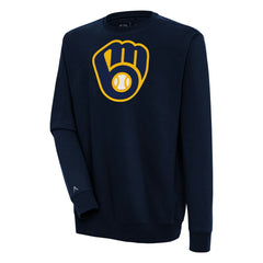 Milwaukee Brewers Antigua Victory Pullover Sweatshirt - Navy