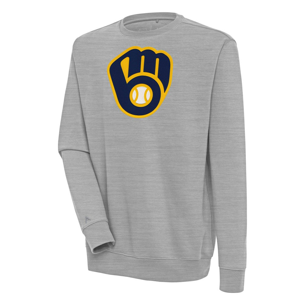 Milwaukee Brewers Antigua Victory Pullover Sweatshirt - Heather Gray
