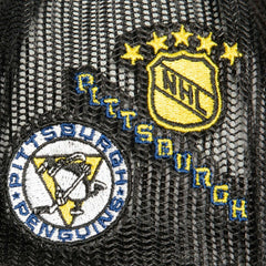 Pittsburgh Penguins Mitchell & Ness Times Up Classic Script Cord Trucker Adjustable Hat