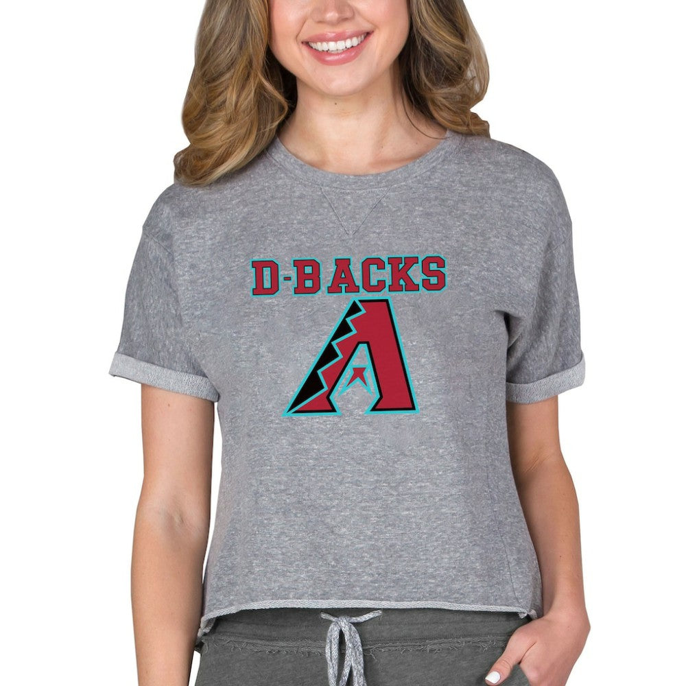 Arizona Diamondbacks Concepts Sport Women's Tri-Blend Mainstream Terry Short Sleeve Sweatshirt Top - Gray