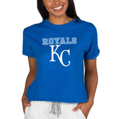 Kansas City Royals Concepts Sport Women's Tri-Blend Mainstream Terry Short Sleeve Sweatshirt Top - Royal
