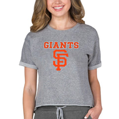 San Francisco Giants Concepts Sport Women's Tri-Blend Mainstream Terry Short Sleeve Sweatshirt Top - Gray