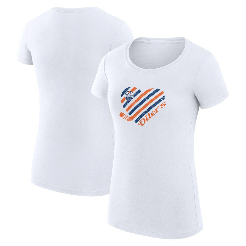 Edmonton Oilers G-III 4Her by Carl Banks Women's Super-Slim Fit Lightweight Heart T-Shirt