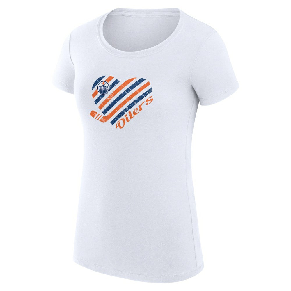 Edmonton Oilers G-III 4Her by Carl Banks Women's Super-Slim Fit Lightweight Heart T-Shirt