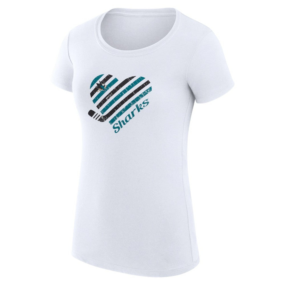 San Jose Sharks G-III 4Her by Carl Banks Women's Super-Slim Fit Lightweight Heart T-Shirt