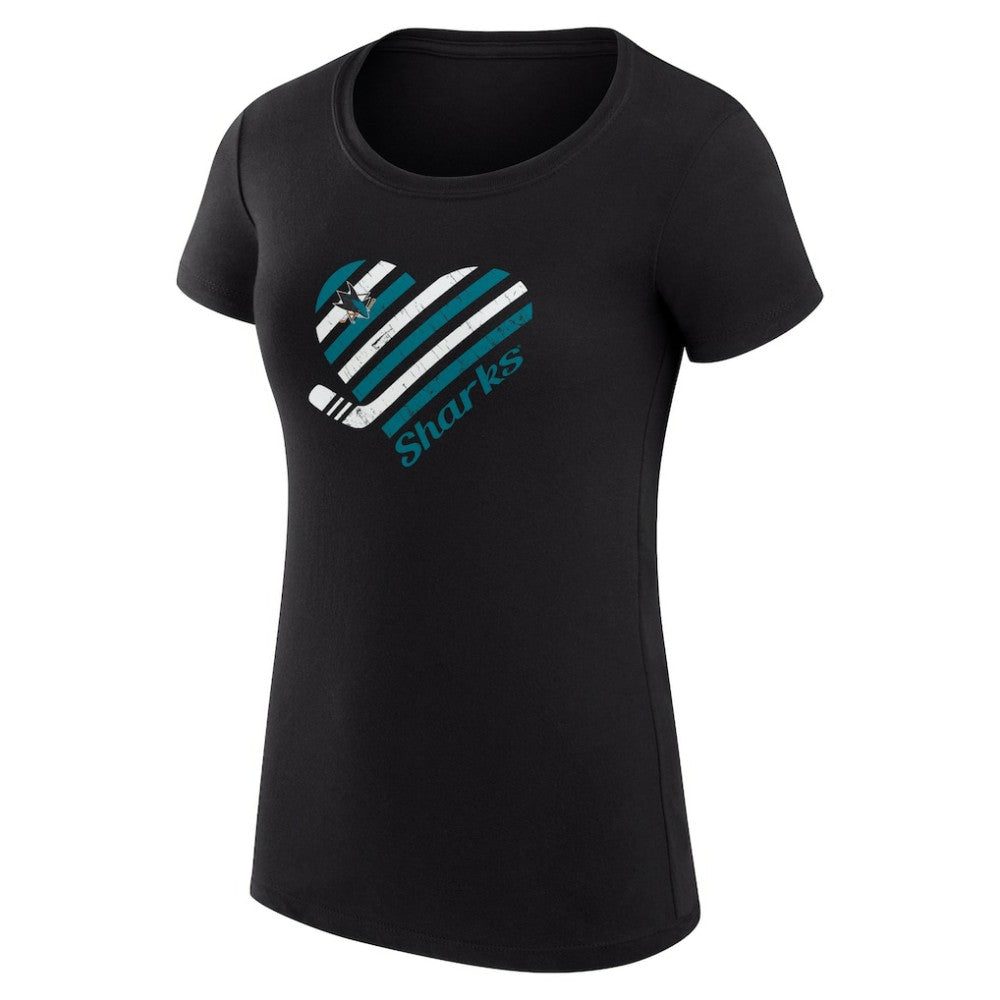 San Jose Sharks G-III 4Her by Carl Banks Women's Super-Slim Fit Lightweight Heart T-Shirt
