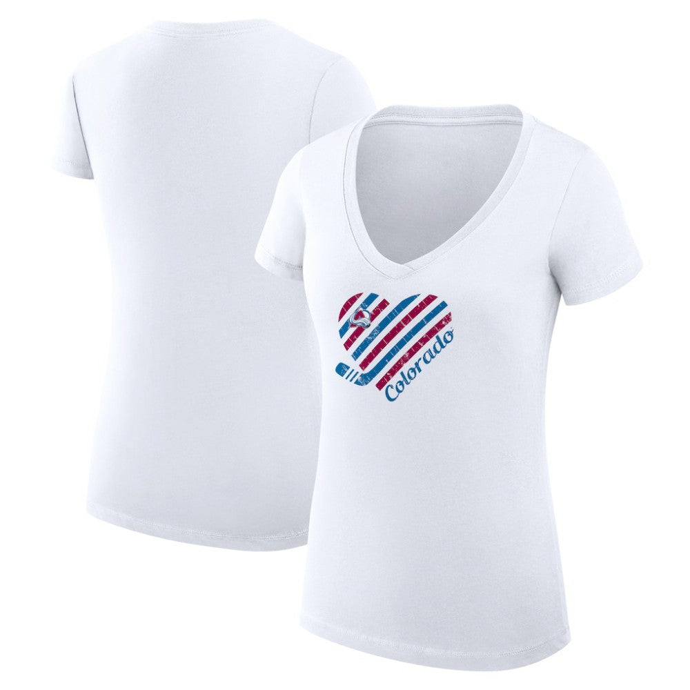 Colorado Avalanche G-III 4Her by Carl Banks Women's Super-Slim Fit Lightweight Heart V-Neck T-Shirt