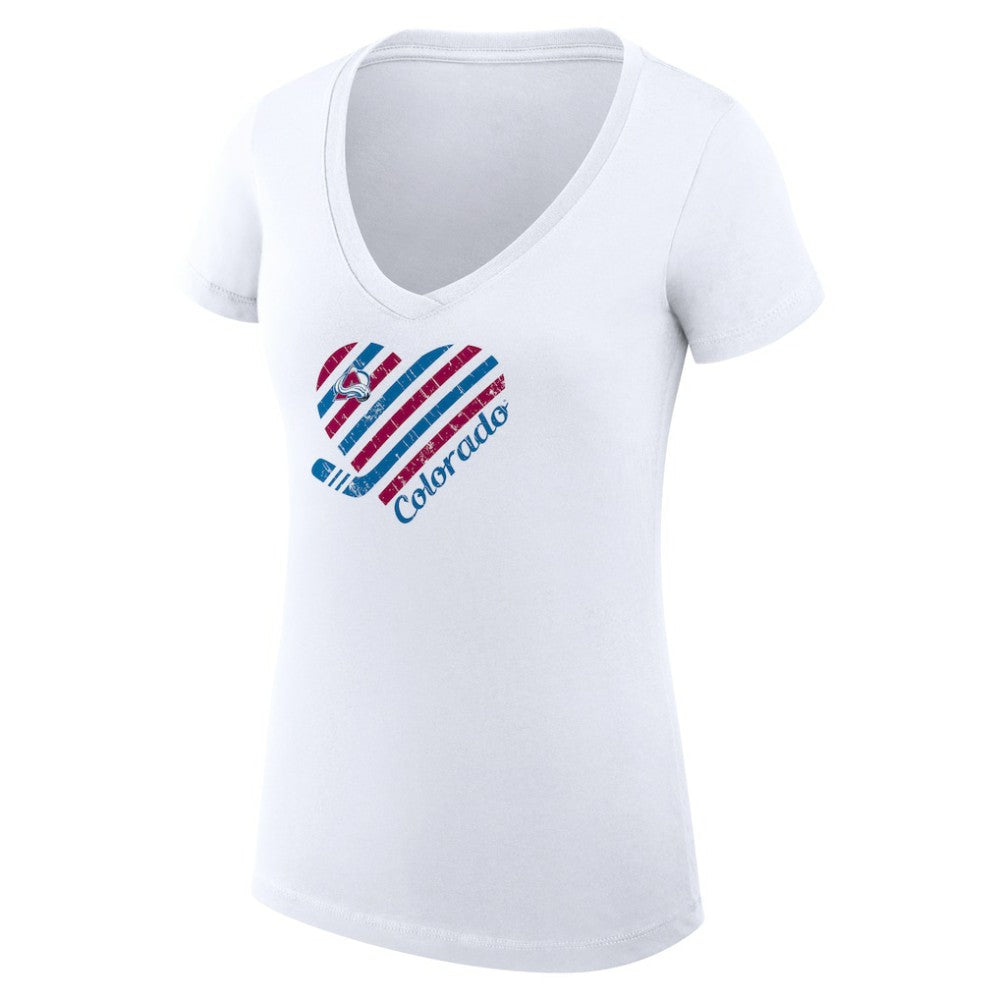 Colorado Avalanche G-III 4Her by Carl Banks Women's Super-Slim Fit Lightweight Heart V-Neck T-Shirt