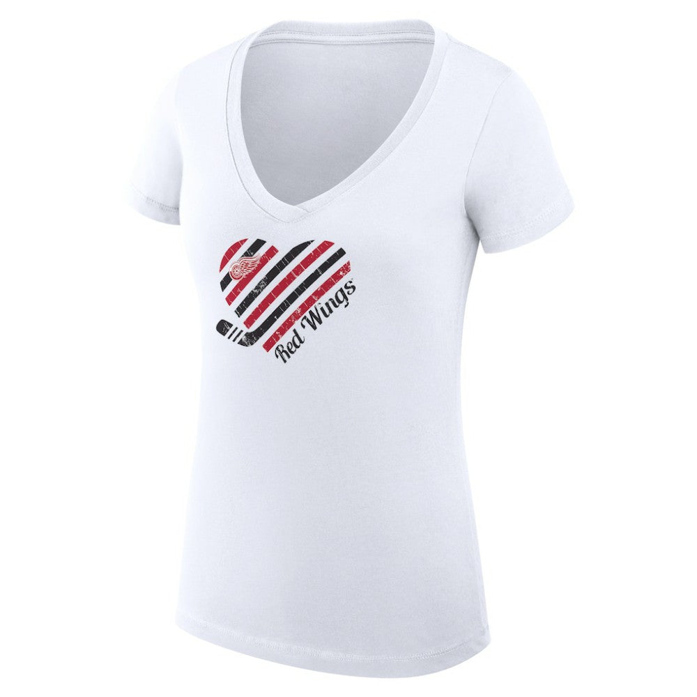 Detroit Red Wings G-III 4Her by Carl Banks Women's Super-Slim Fit Lightweight Heart V-Neck T-Shirt