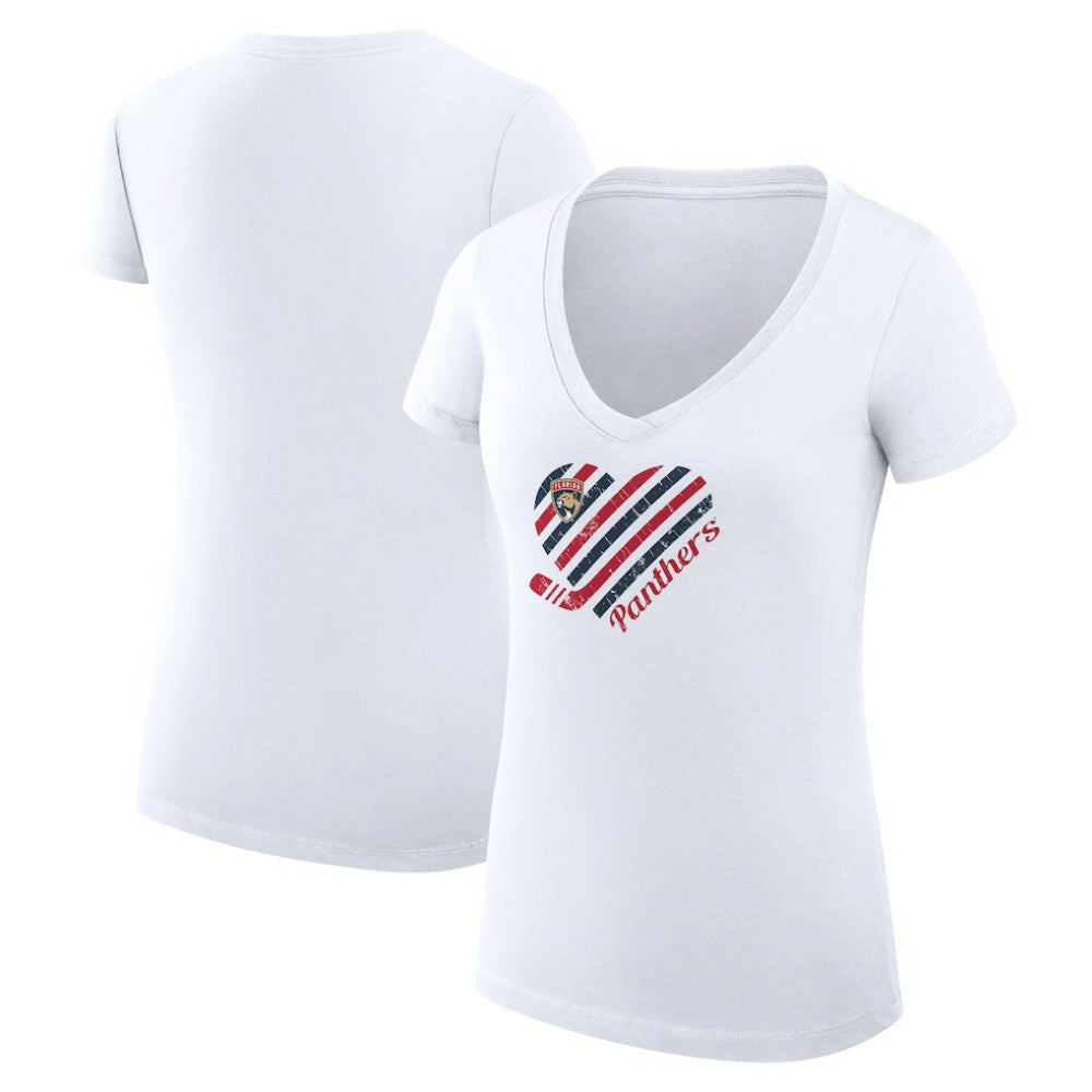 Florida Panthers G-III 4Her by Carl Banks Women's Super-Slim Fit Lightweight Heart V-Neck T-Shirt