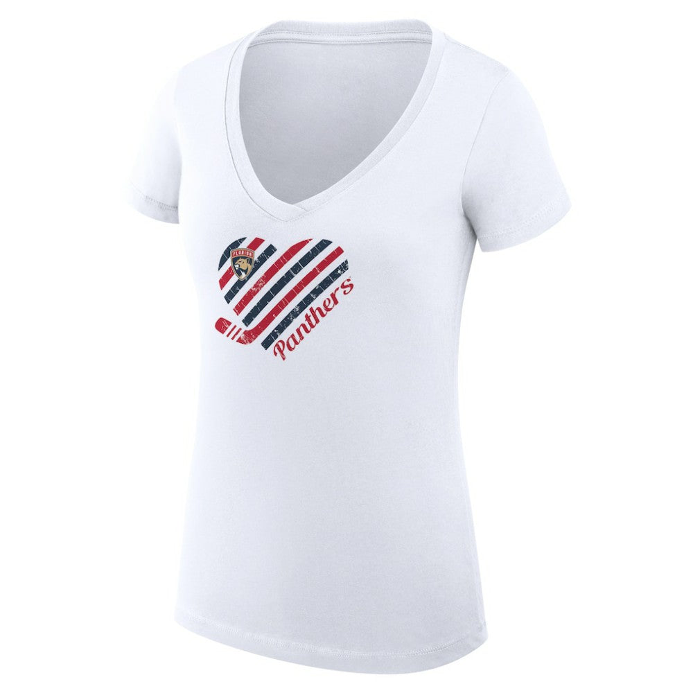 Florida Panthers G-III 4Her by Carl Banks Women's Super-Slim Fit Lightweight Heart V-Neck T-Shirt