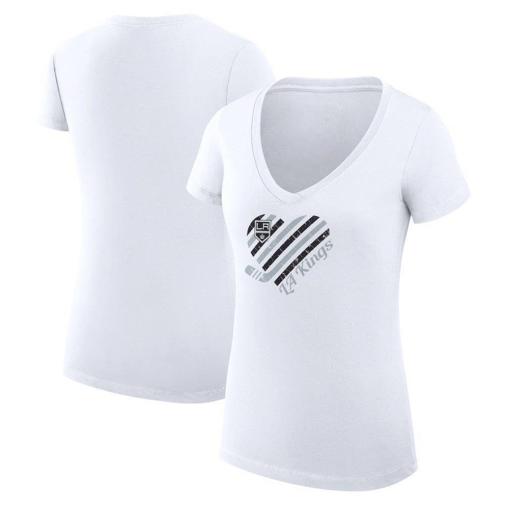 Los Angeles Kings G-III 4Her by Carl Banks Women's Super-Slim Fit Lightweight Heart V-Neck T-Shirt