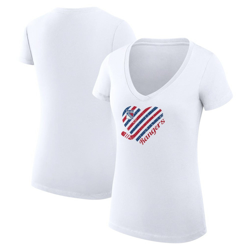 New York Rangers G-III 4Her by Carl Banks Women's Super-Slim Fit Lightweight Heart V-Neck T-Shirt