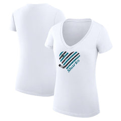 San Jose Sharks G-III 4Her by Carl Banks Women's Super-Slim Fit Lightweight Heart V-Neck T-Shirt
