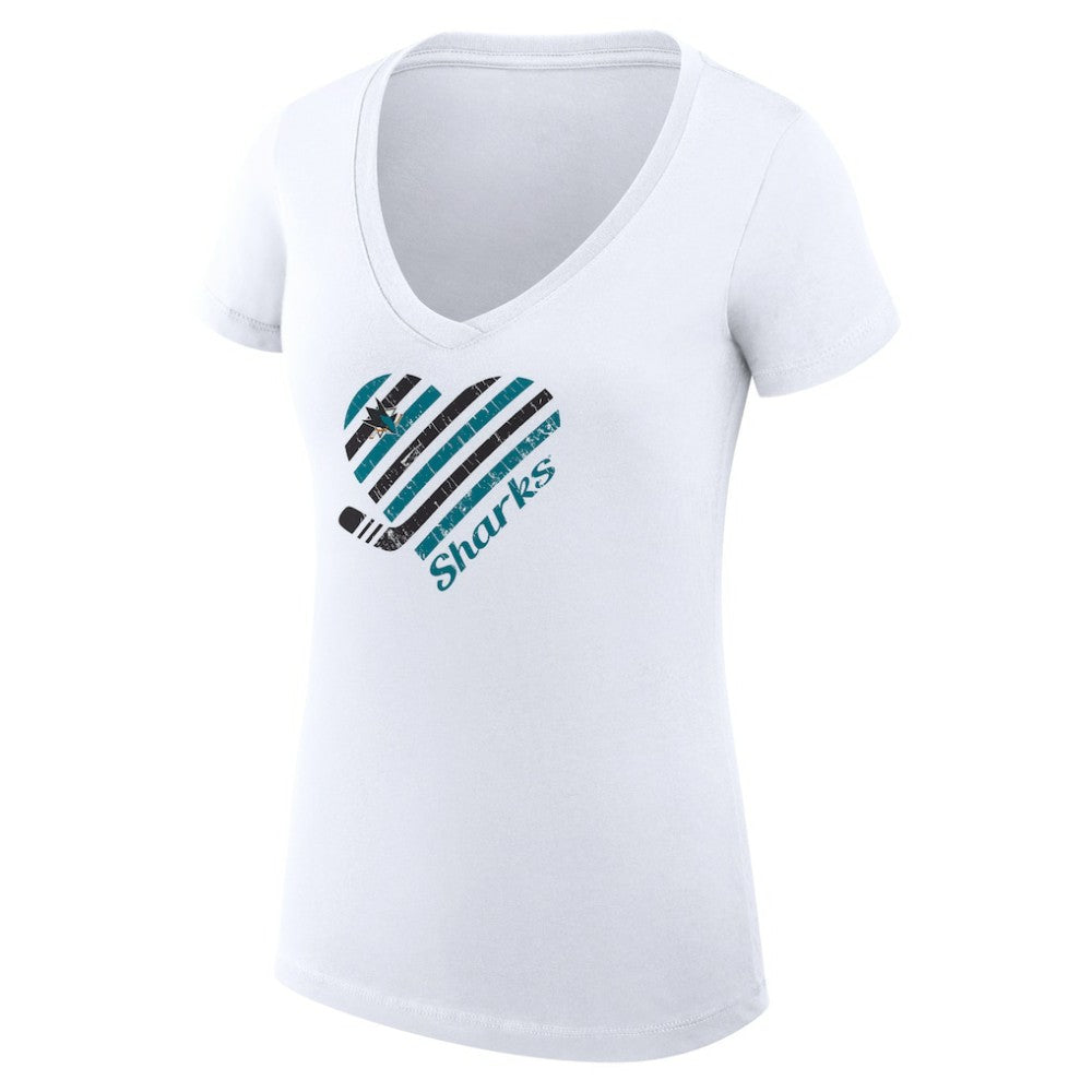 San Jose Sharks G-III 4Her by Carl Banks Women's Super-Slim Fit Lightweight Heart V-Neck T-Shirt