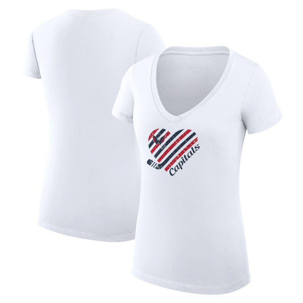 Washington Capitals G-III 4Her by Carl Banks Women's Super-Slim Fit Lightweight Heart V-Neck T-Shirt