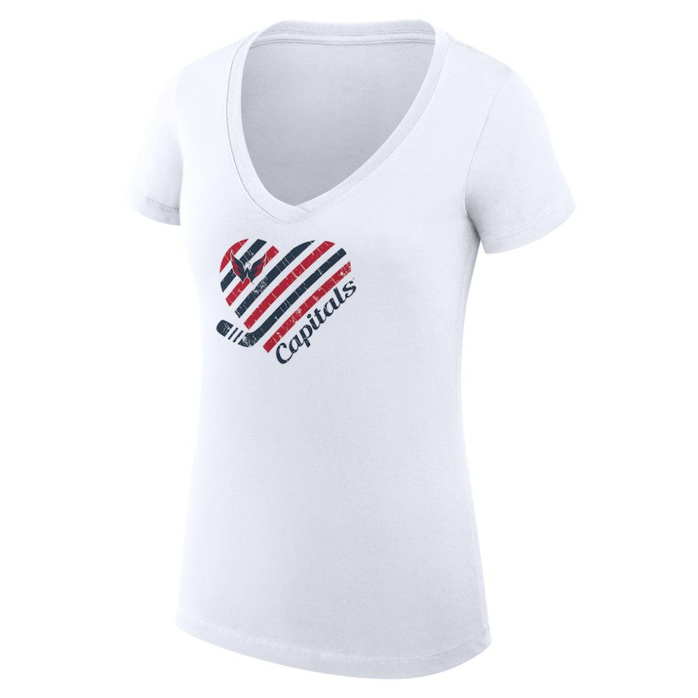 Washington Capitals G-III 4Her by Carl Banks Women's Super-Slim Fit Lightweight Heart V-Neck T-Shirt