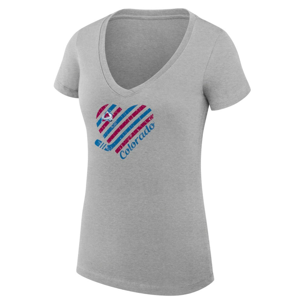 Colorado Avalanche G-III 4Her by Carl Banks Women's Super-Slim Fit Lightweight Heart V-Neck T-Shirt