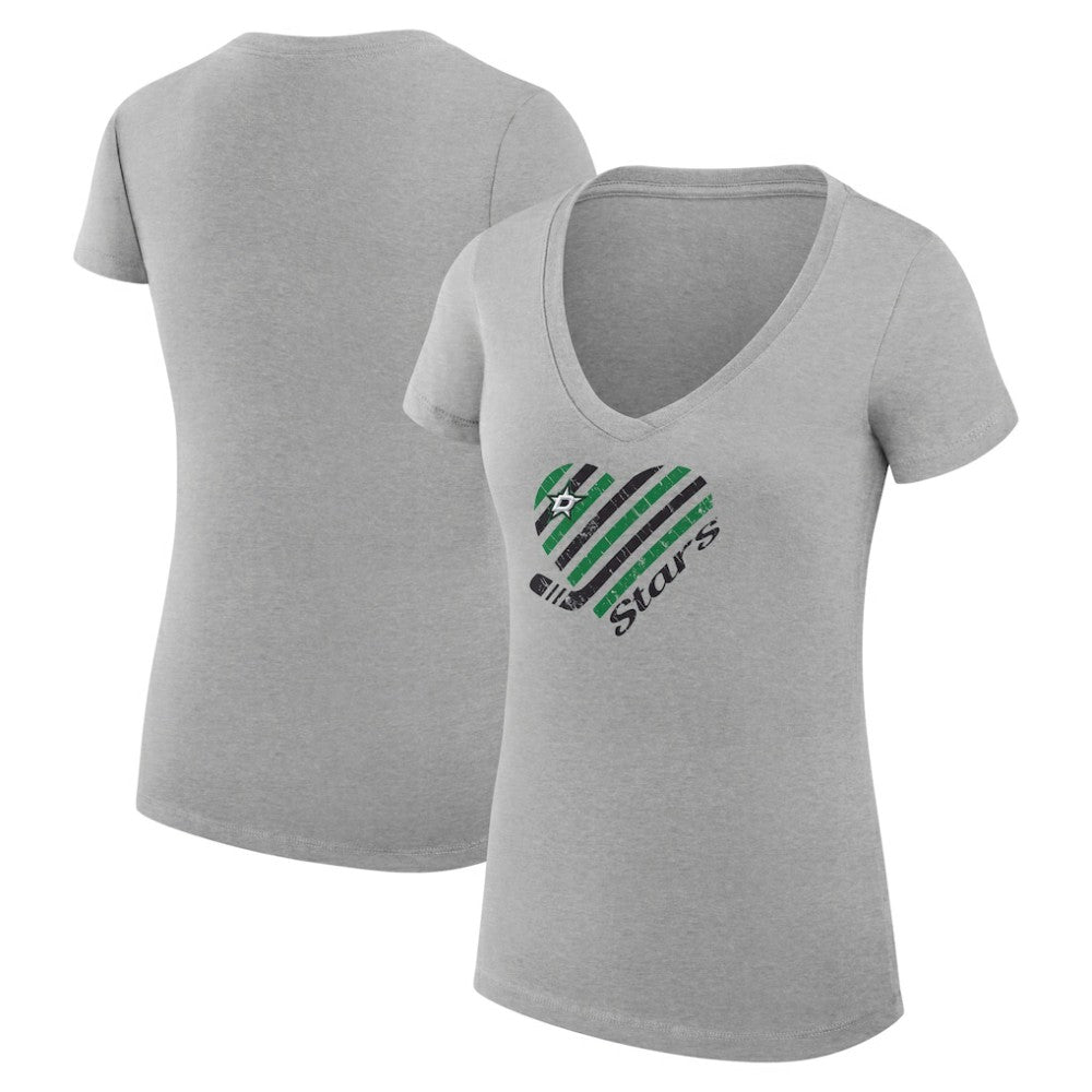 Dallas Stars G-III 4Her by Carl Banks Women's Super-Slim Fit Lightweight Heart V-Neck T-Shirt