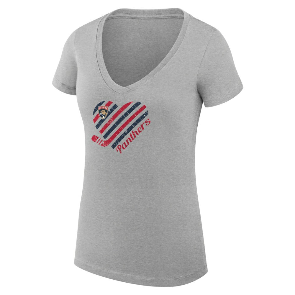 Florida Panthers G-III 4Her by Carl Banks Women's Super-Slim Fit Lightweight Heart V-Neck T-Shirt