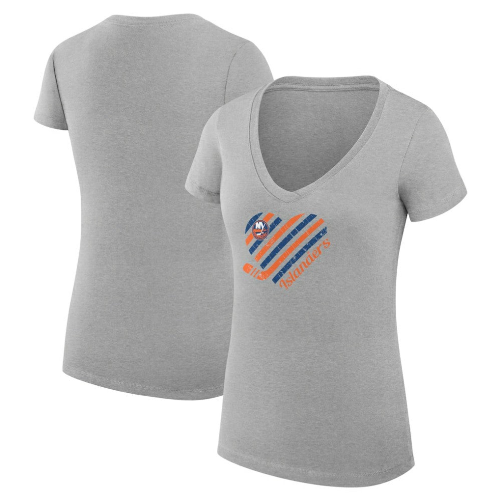 New York Islanders G-III 4Her by Carl Banks Women's Super-Slim Fit Lightweight Heart V-Neck T-Shirt