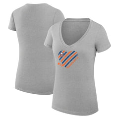 New York Islanders G-III 4Her by Carl Banks Women's Super-Slim Fit Lightweight Heart V-Neck T-Shirt