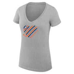New York Islanders G-III 4Her by Carl Banks Women's Super-Slim Fit Lightweight Heart V-Neck T-Shirt