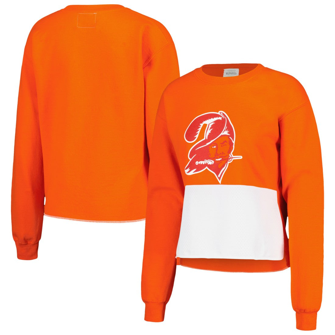 NFL Tampa Bay Buccaneers Refried Apparel Women's Retro Cropped Tri-Blend Pullover Sweatshirt
