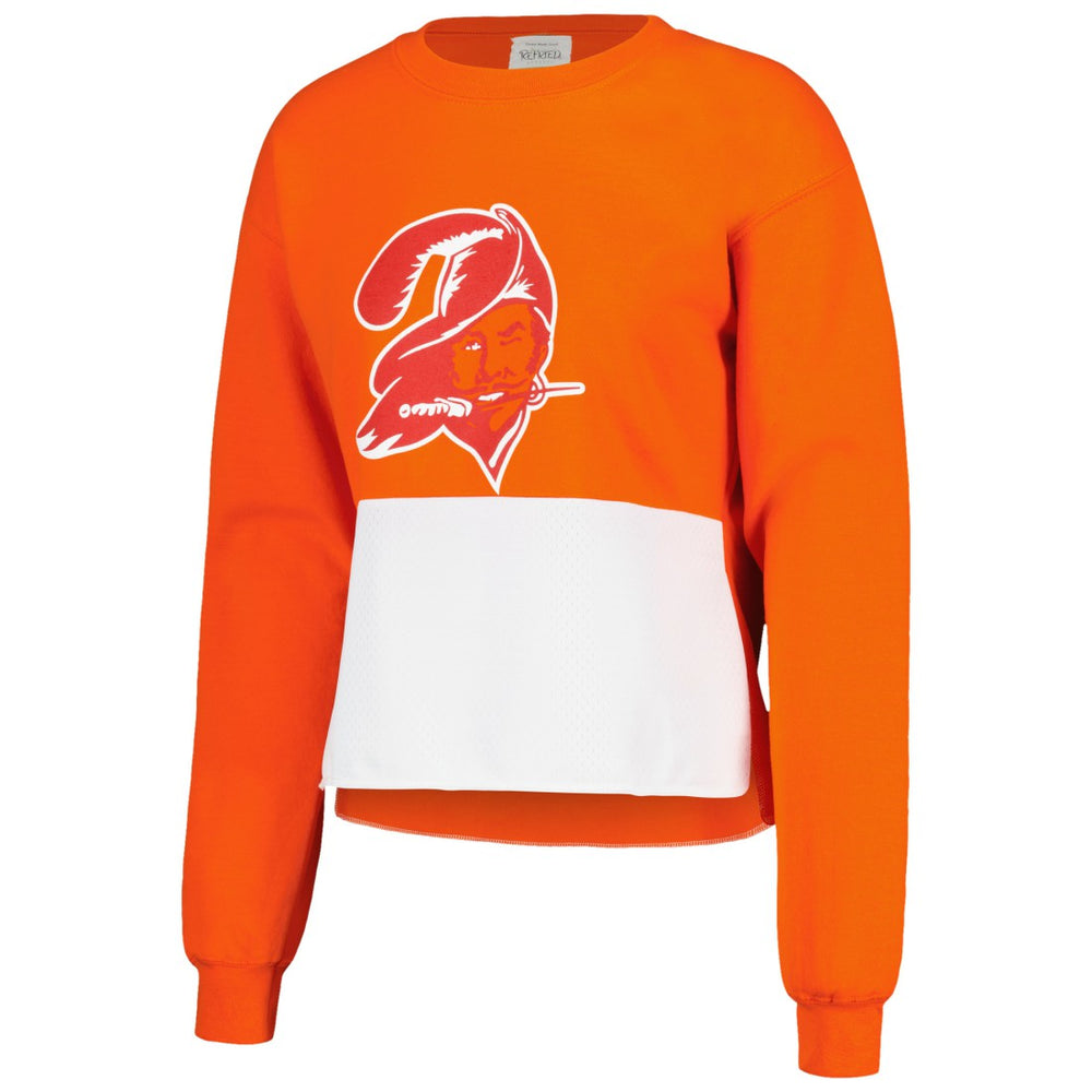 NFL Tampa Bay Buccaneers Refried Apparel Women's Retro Cropped Tri-Blend Pullover Sweatshirt