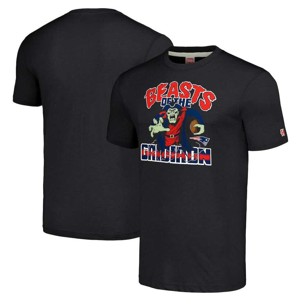 NFL New England Patriots Homage Unisex Monsters of the Gridiron Halloween Tri-Blend T-Shirt