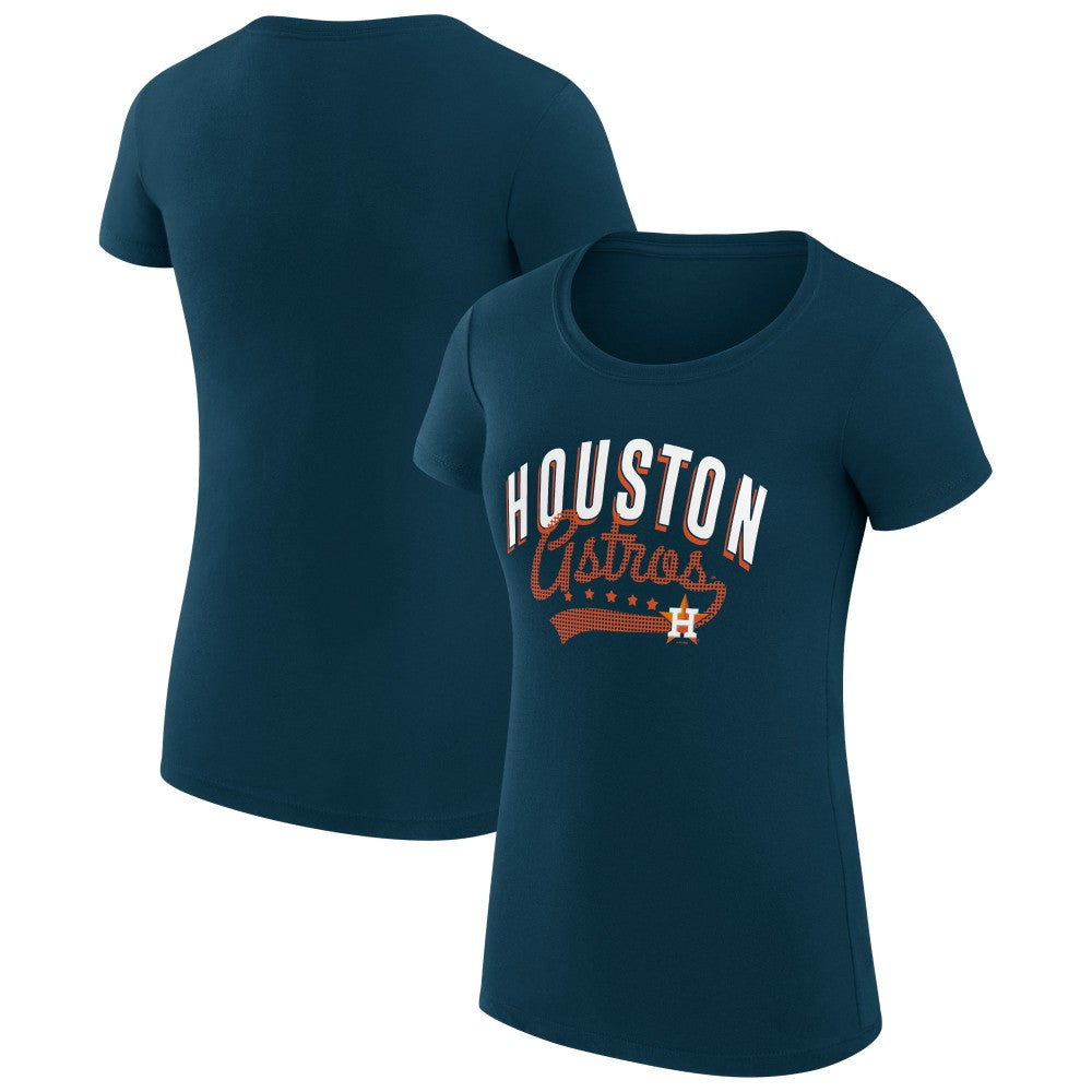 Houston Astros G-III 4Her by Carl Banks Women's Super-Slim Fit Lightweight Filigree Team T-Shirt - Navy