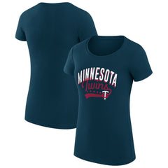 Minnesota Twins G-III 4Her by Carl Banks Women's Super-Slim Fit Lightweight Filigree Team T-Shirt - Navy