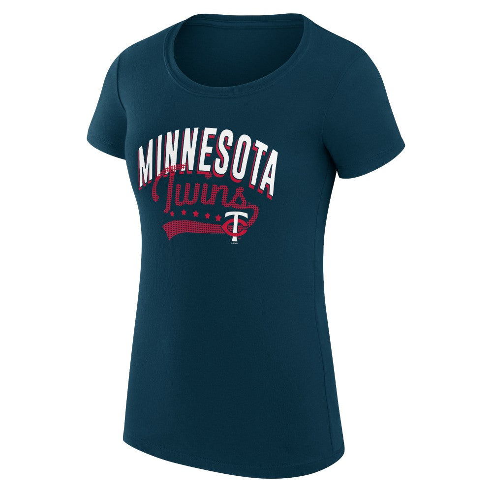 Minnesota Twins G-III 4Her by Carl Banks Women's Super-Slim Fit Lightweight Filigree Team T-Shirt - Navy