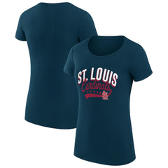 St. Louis Cardinals G-III 4Her by Carl Banks Women's Super-Slim Fit Lightweight Filigree Team T-Shirt - Navy