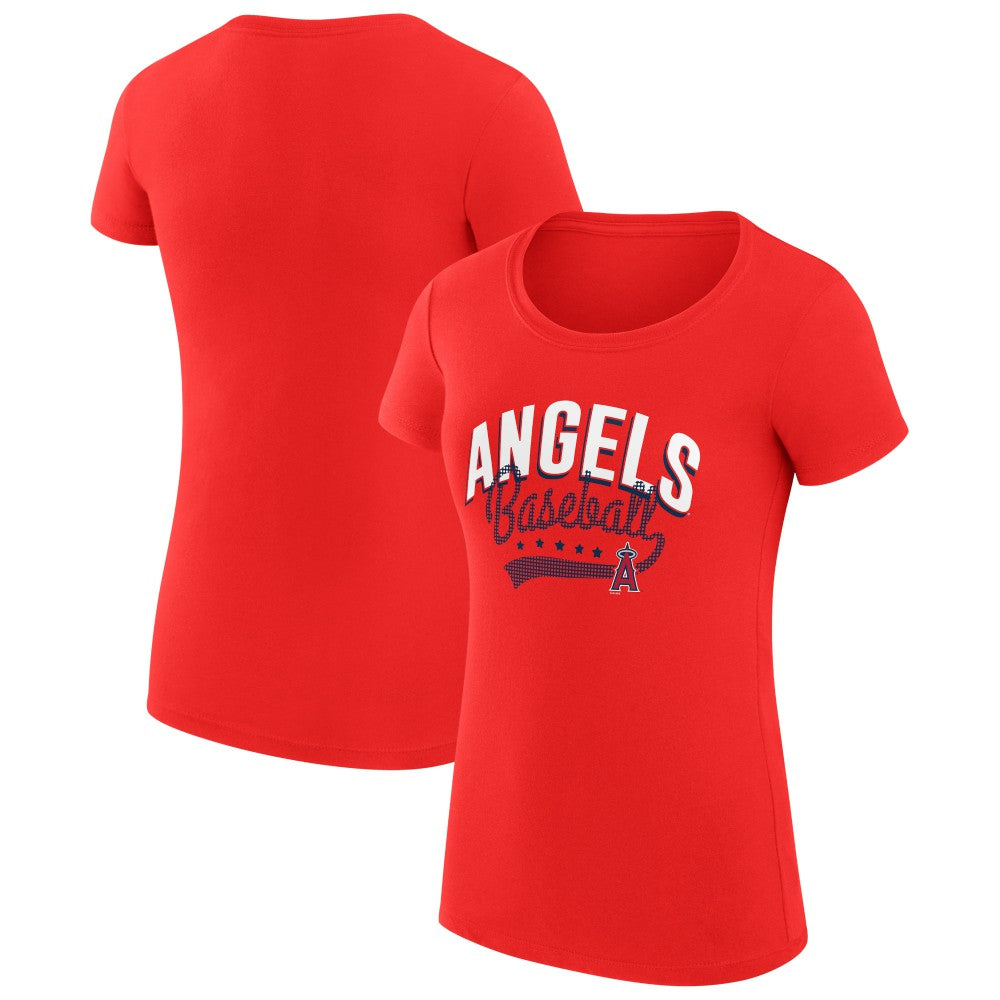 Los Angeles Angels G-III 4Her by Carl Banks Women's Super-Slim Fit Lightweight Filigree Team T-Shirt - Red