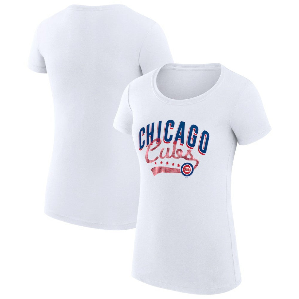 Chicago Cubs G-III 4Her by Carl Banks Women's Super-Slim Fit Lightweight Filigree Team T-Shirt - White