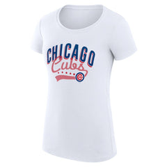 Chicago Cubs G-III 4Her by Carl Banks Women's Super-Slim Fit Lightweight Filigree Team T-Shirt - White
