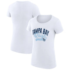 Tampa Bay Rays G-III 4Her by Carl Banks Women's Super-Slim Fit Lightweight Filigree Team T-Shirt - White